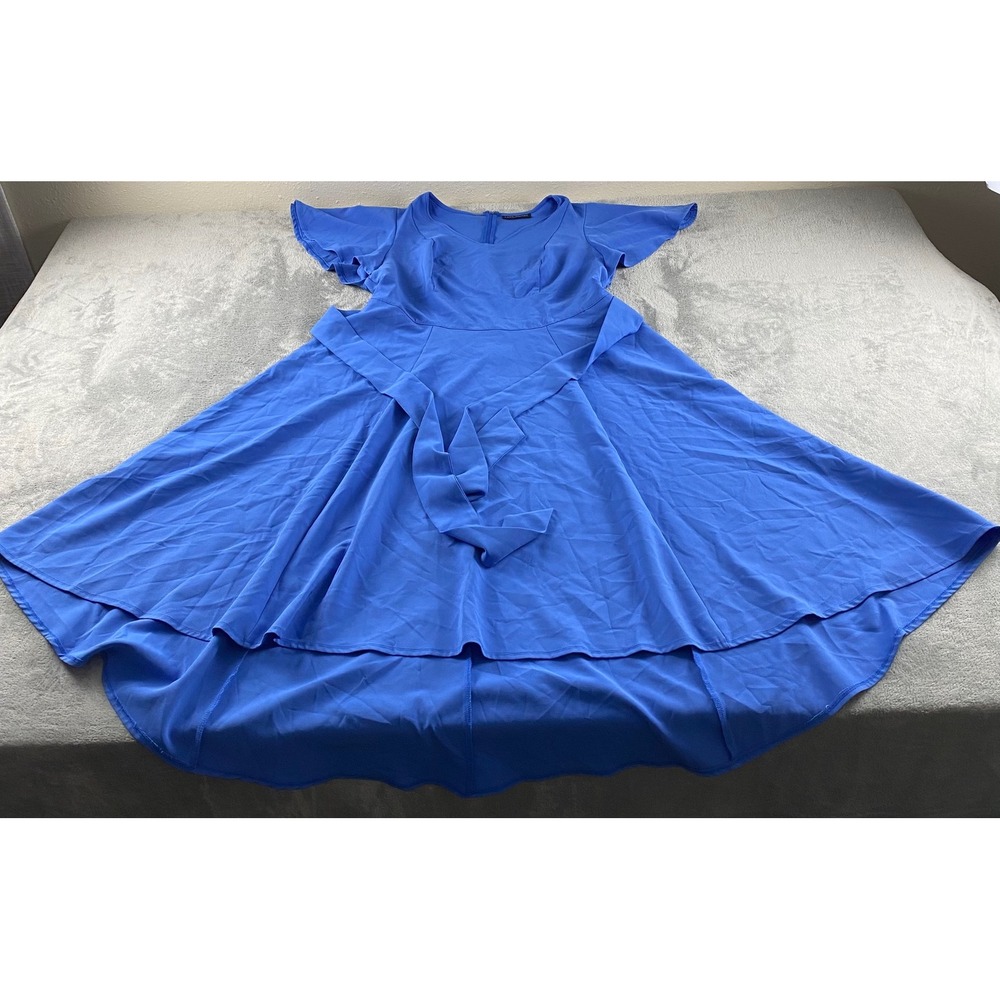 Lane Bryant Royal Blue Flutter Sleeve High-Low Fit & Flare Dress Womens 16